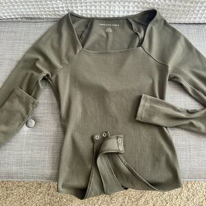 American Eagle Outfitters Khaki Ribbed Top